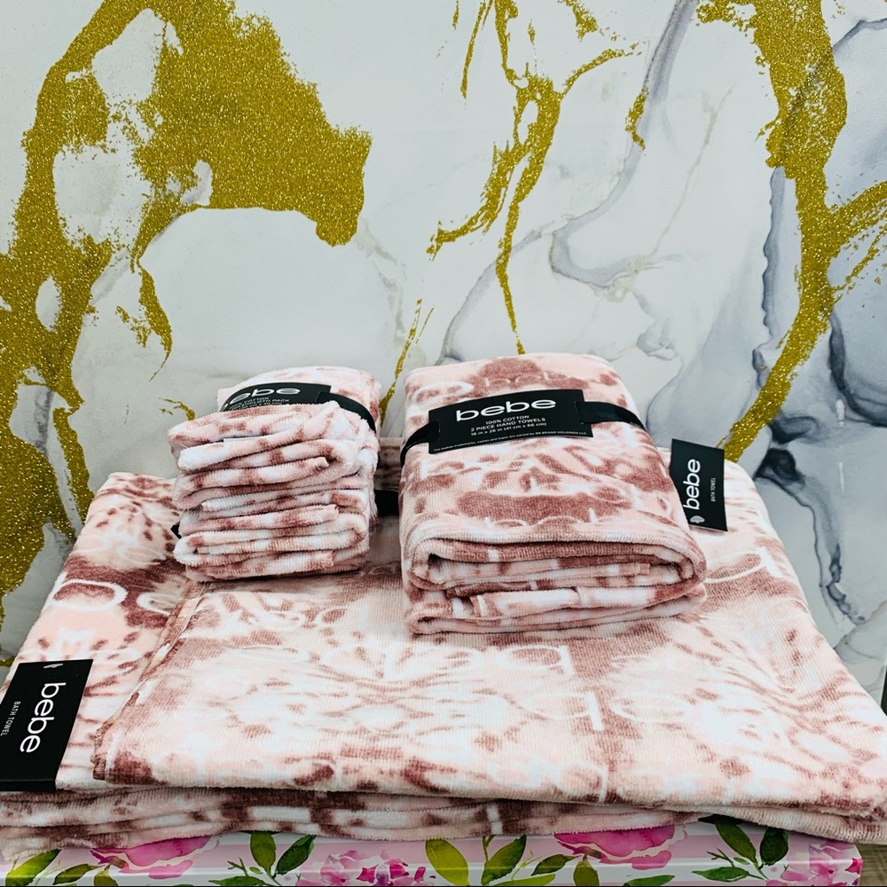 NWT BeBe 8 piece Towel set pink - Picture 16 of 16